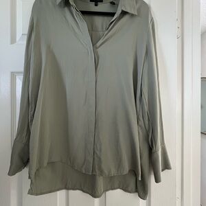 Theory Women's Button Down Shirt - Sage Green